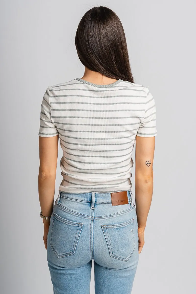Z Supply Saxton stripe tee sage green
